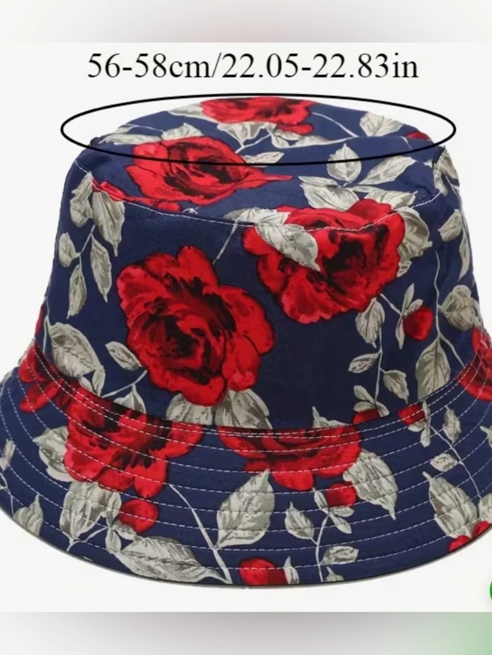 NWT Floral Bucket Hat - Red & Green Print, Summer Hats, OS